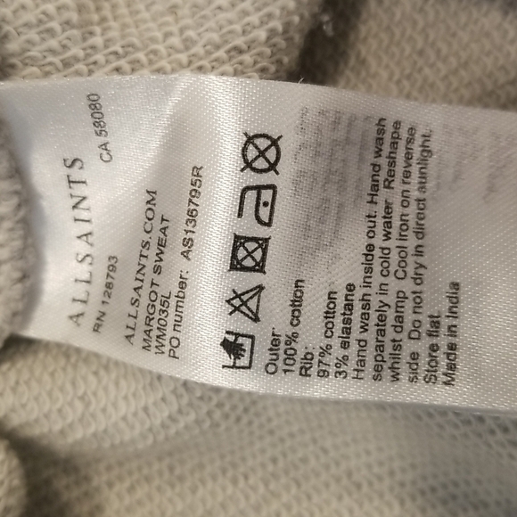 💕ALLSAINTS💕 Margot Floral Embroidered Cotton Jersey Sweatshirt ~ Oversized XS - Picture 14 of 14